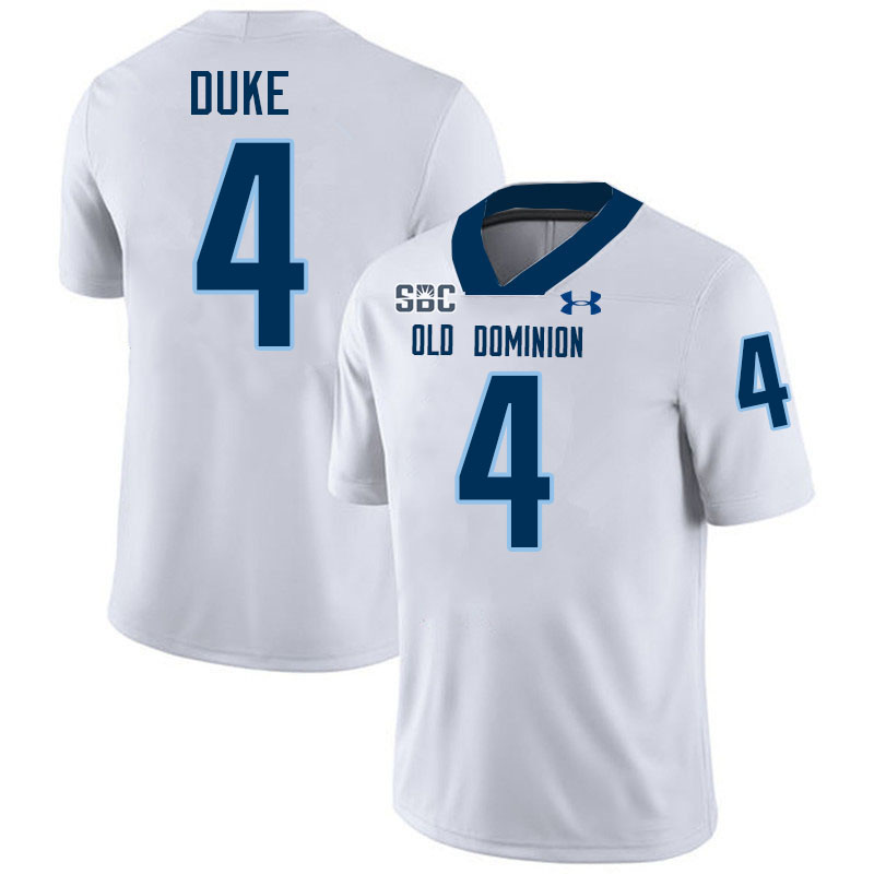 #4 Bryce Duke Old Dominion Monarchs College Football Jerseys Stitched-White